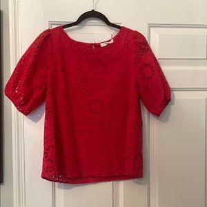 Beacon Red Boxy Short Sleeve Blouse